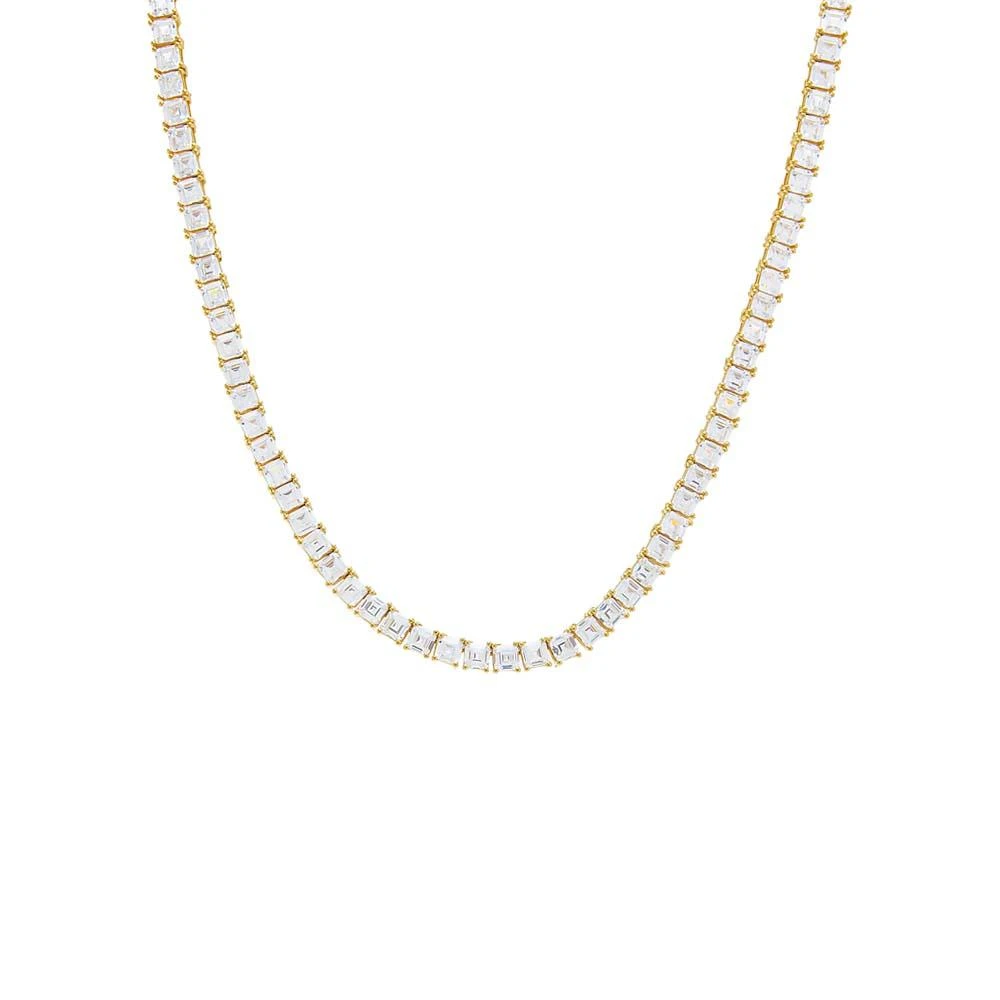 Adina Eden CZ Princess Cut Tennis Necklace 7