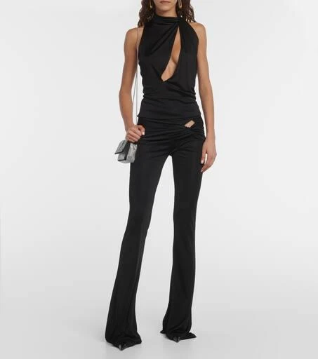 Versace x Dua Lipa gathered jersey flared pants 2