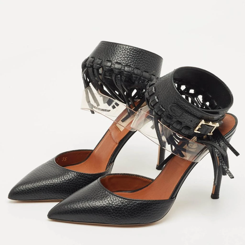 Valentino Valentino Black Leather C-Rockee Fringe Ankle Strap Sandals Size 35 2