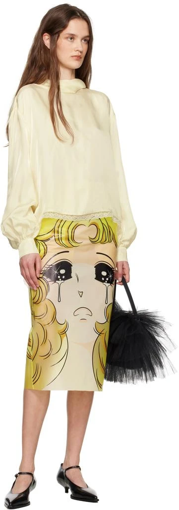 pushBUTTON Yellow Crying Girl H-Line Midi Skirt 4