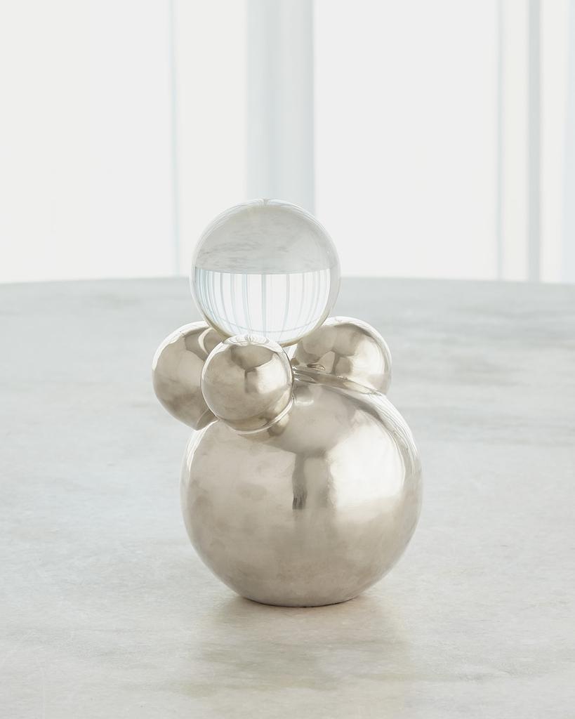 Global Views Small Bubble Orb Holder with Crystal Orb, 8.5"