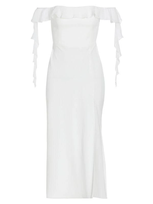 Amanda Uprichard Copellia Silk-Trim Flutter Midi-Dress 1