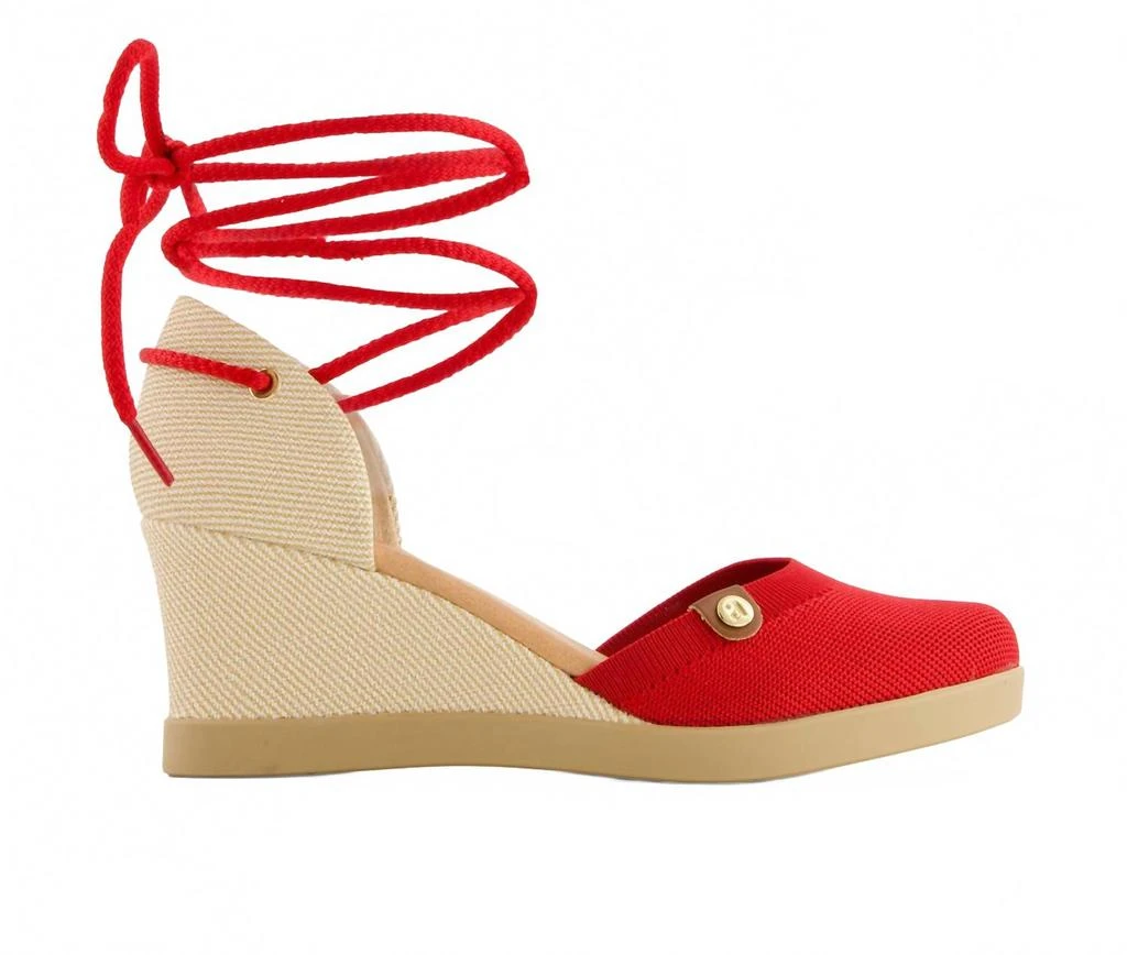 Andrea Women's Wedge Ankle And Calf Strap Espadrilles In Red 3