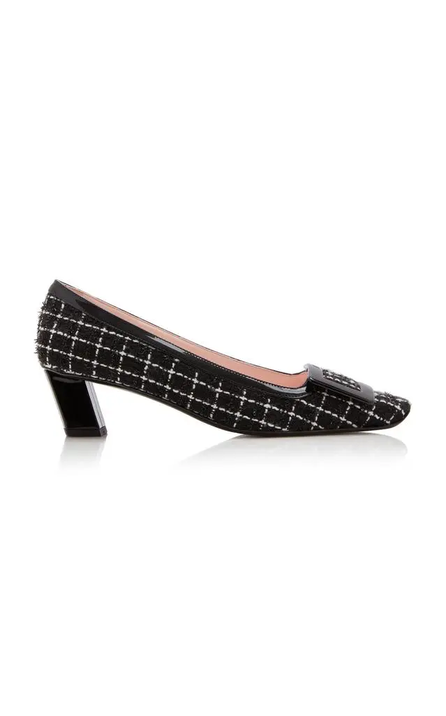 Roger Vivier Roger Vivier Belle Vivier Patent Leather-Trimmed Pumps - Moda Operandi