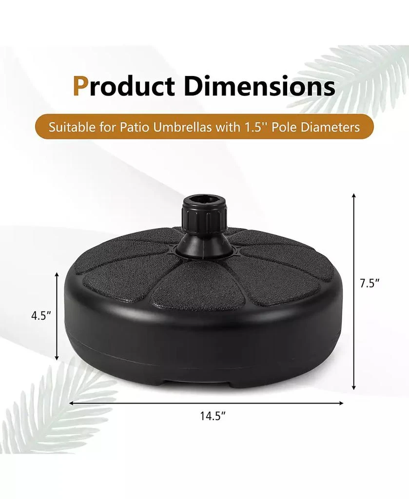 Gymax Patio Fillable Round Umbrella Base Stand Fit Pole 1.5

 Holder 40 lbs Outdoor 2