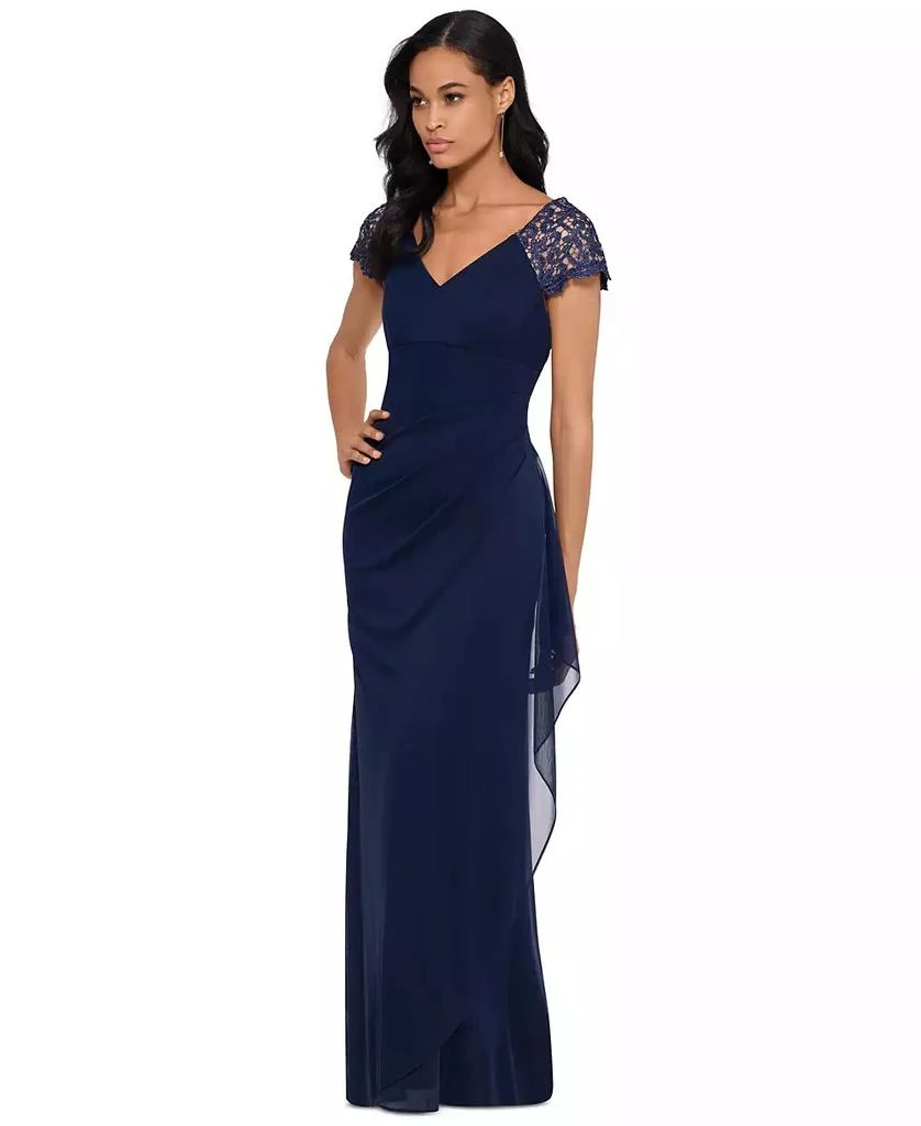 XSCAPE Petite Lace-Shoulder Gown 5