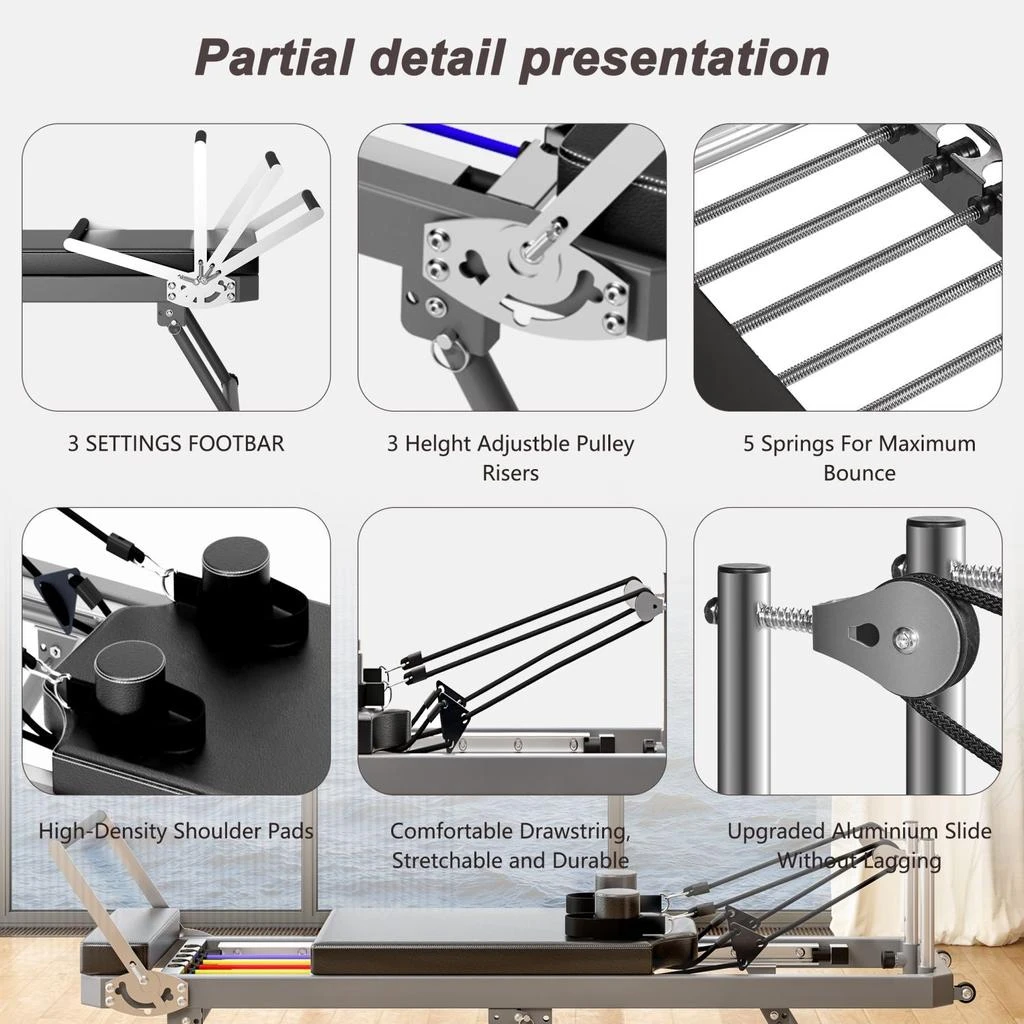 ENVI2ULTRA Pilates core bed, foldable home high quality, yoga studio same commercial fitness equipment, black 5