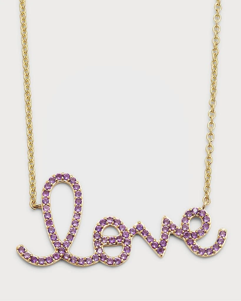 Sydney Evan Amethyst Pave Big Love Necklace