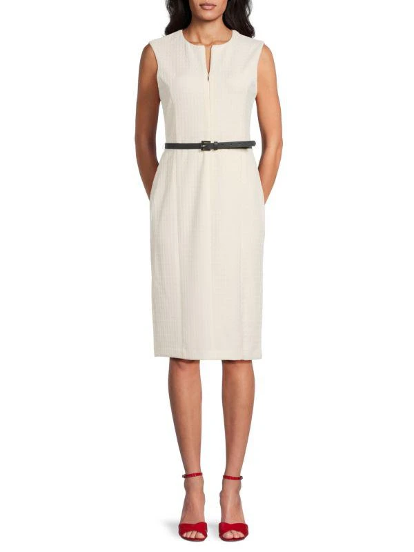 Tommy Hilfiger Textured Belted Sheath Knee Length Dress 1