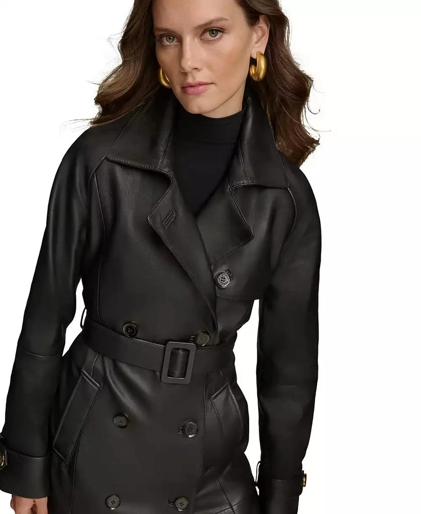 Donna Karan Women's Belted Leather Trench Coat 4