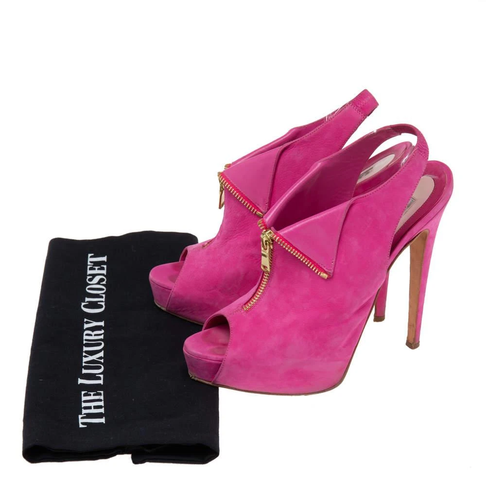 Brian Atwood Brian Atwood Pink Nubuck Leather  Peep Toe Slingback Platform Sandals Size 38 9