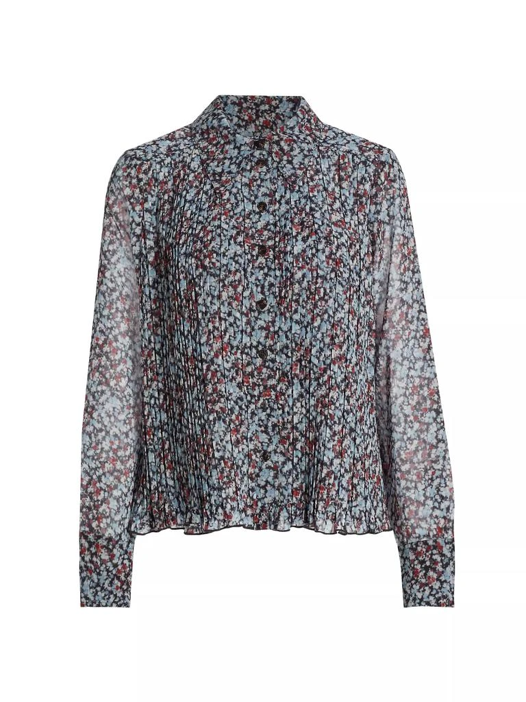Ganni Floral Georgette Pleated Shirt 1