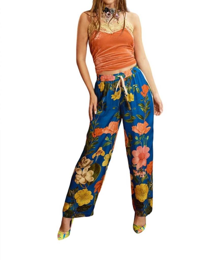 Aratta French Riviera Pants In Cobalt Blue Floral