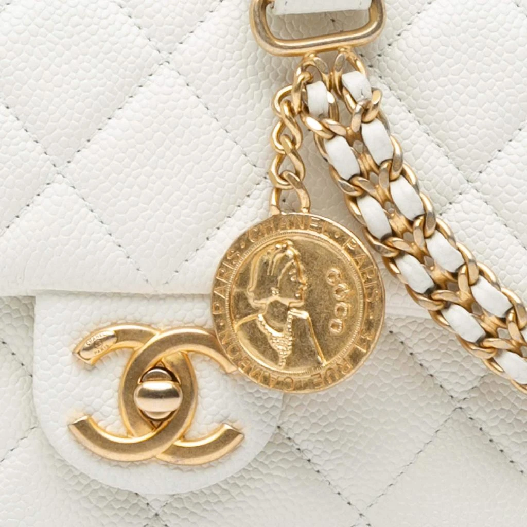 Chanel Chanel White Small Quilted Caviar Twist Your Buttons Flap 10