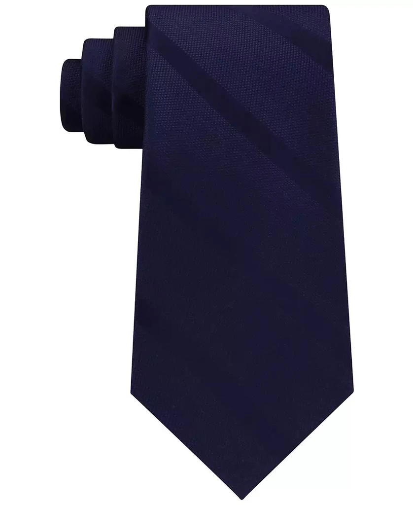 Tommy Hilfiger Men's Textured Woven Stripe Silk Tie 1