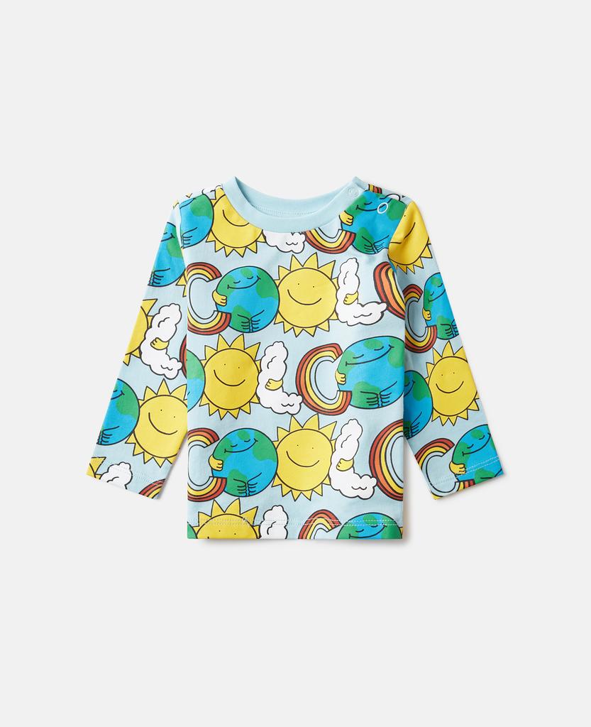 Stella McCartney Stella McCartney - Earth Friends Graphic Long-Sleeve Top, Woman, Blue/Multicolour, Size: 9m