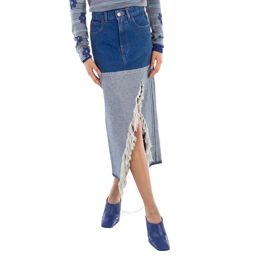 Marni Bleached Coated Denim Midi Skirt 1