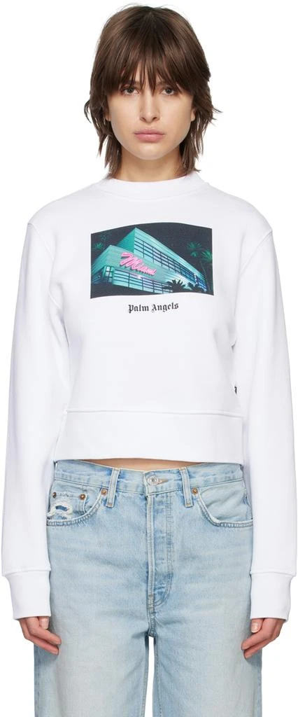 Palm Angels White Getty Miami Sweatshirt 1