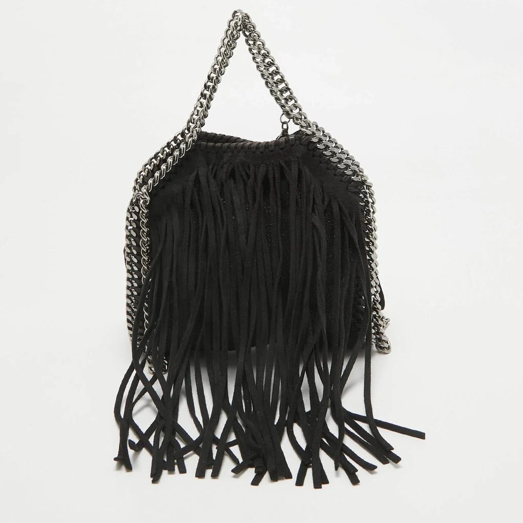 Stella McCartney Stella McCartney Black Faux Suede Falabella Fringe Shoulder Bag 4