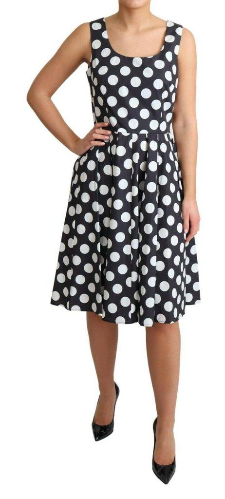 Dolce & Gabbana Dolce & Gabbana Blue Polka Dotted Cotton A-Line Dress