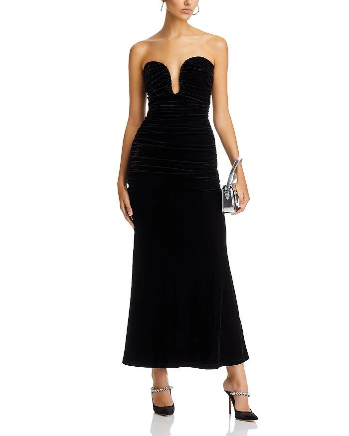 Bardot Elvira Velvet Plunging Neck Dress 3