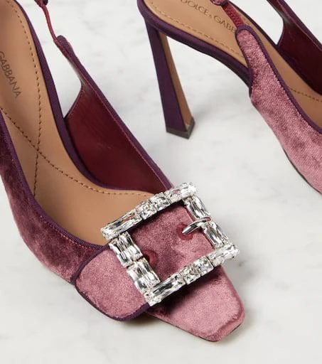 Dolce & Gabbana Embellished velvet slingback pumps 5