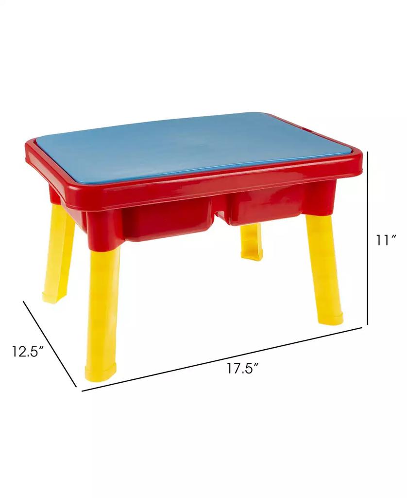 Trademark Global Hey Play Water Or Sand Sensory Table With Lid And Toys - Portable Covered Activity Playset For The Beach, Backyard Or Classroom