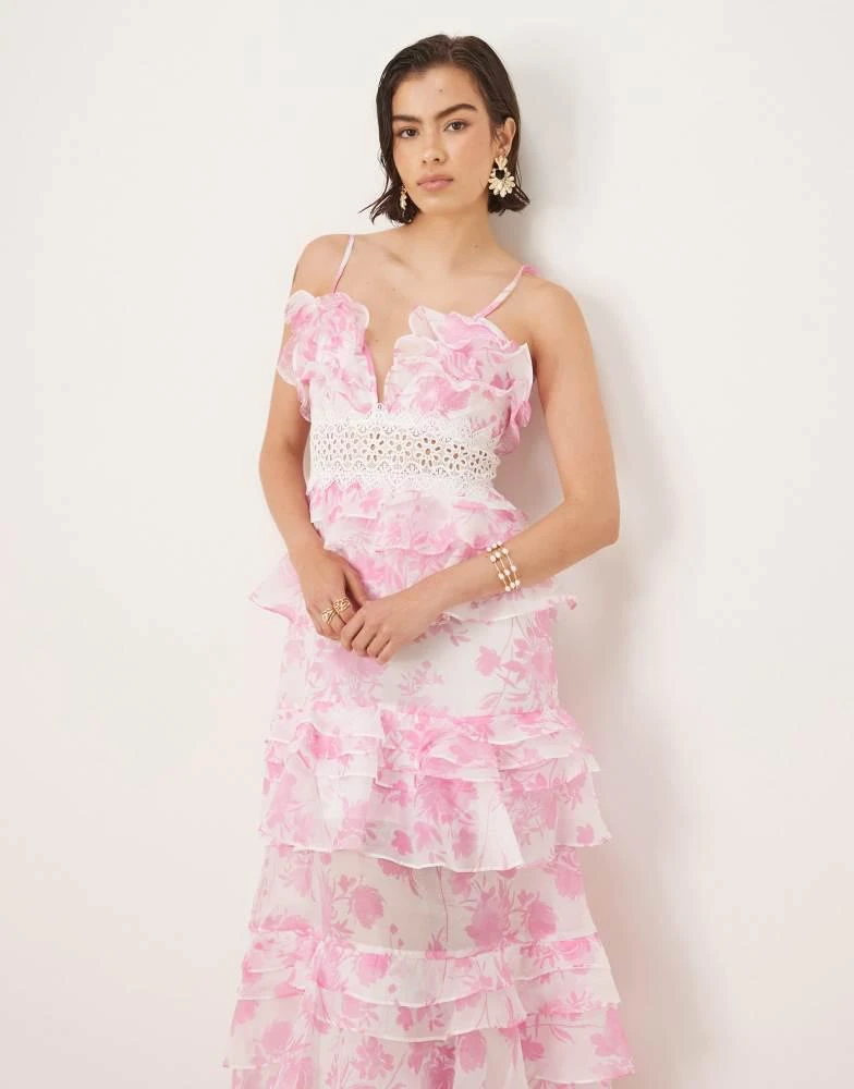 True Decadence True Decadence V neck maxi dresses in candy pink floral 4