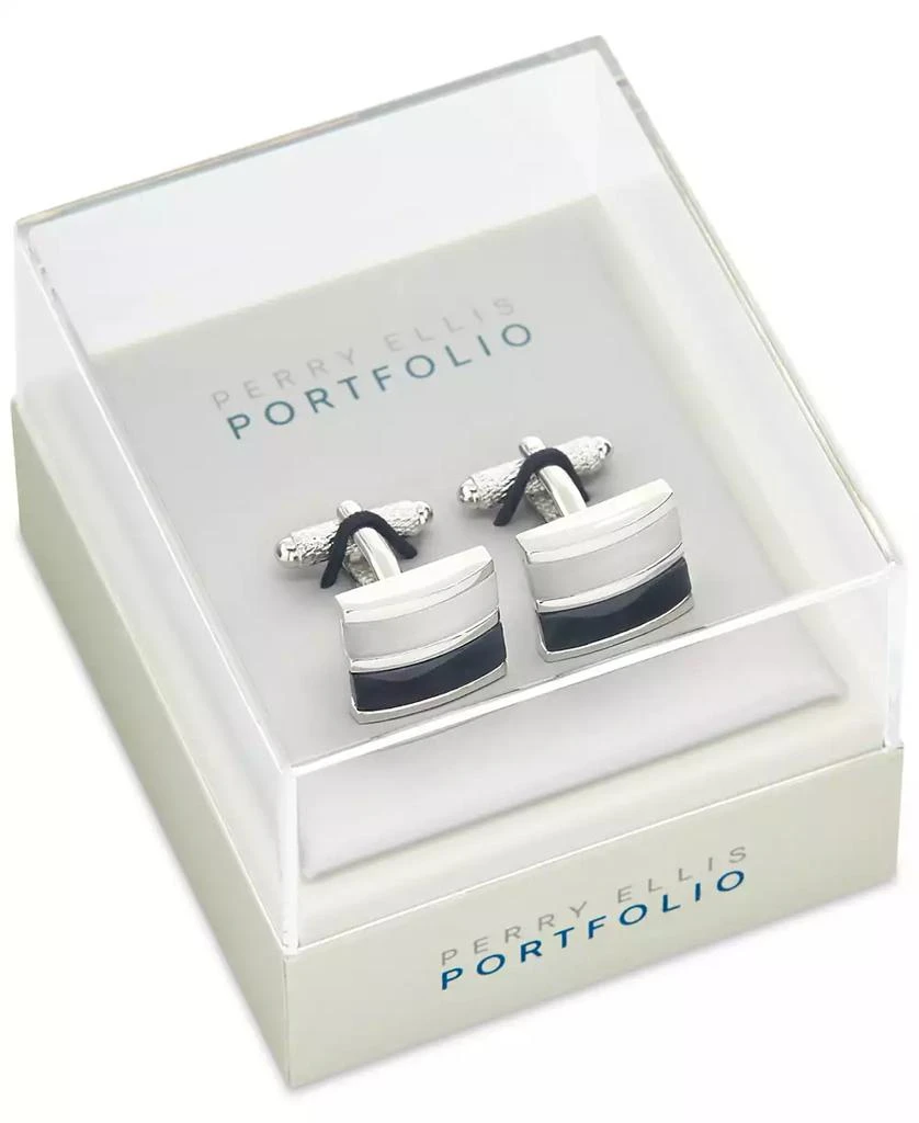 Perry Ellis Men's Black Stripe Cufflinks 2