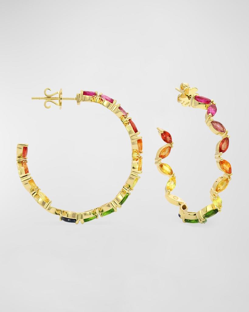 Stevie Wren The Girl Gang 18K Yellow Gold Rainbow Marquis Gemstone Hoop Earrings