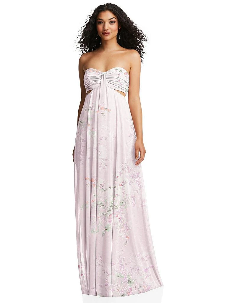 Dessy Collection Strapless Empire Waist Cutout Maxi Dress with Covered Button Detail 3