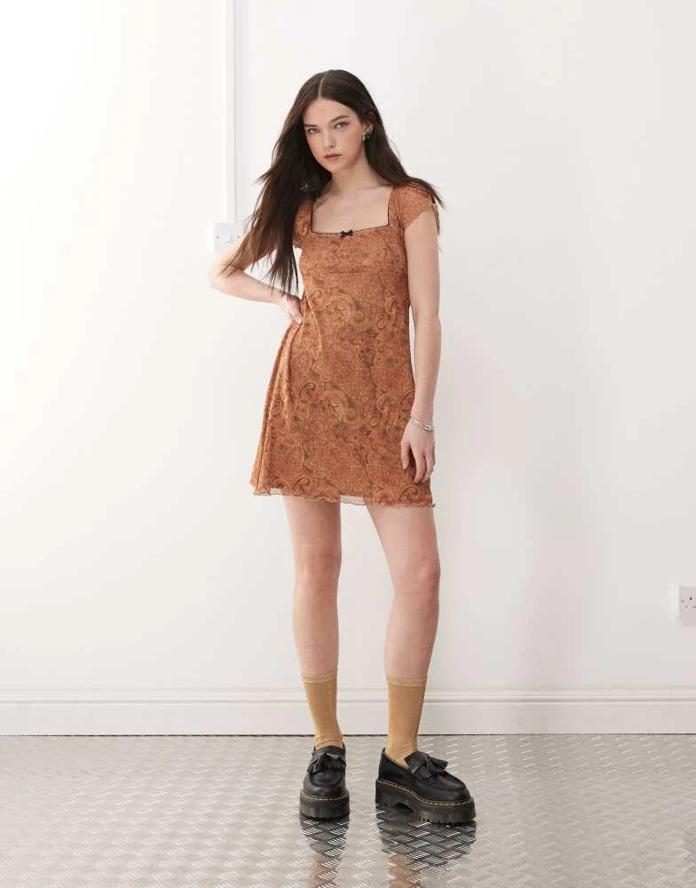 brown paisley mini dress Brown Paisley Palermo Mini Dress main image 0