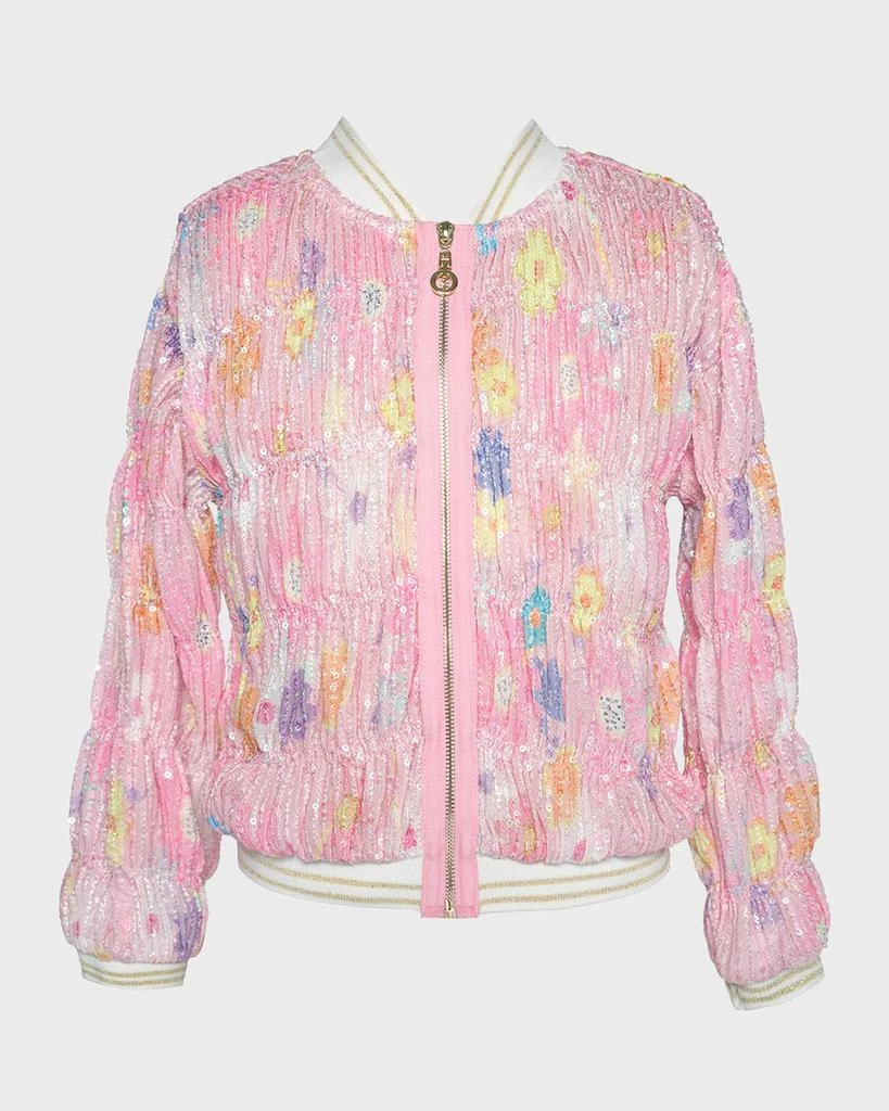 Hannah Banana Girl's Sequin Floral-Print Bomber Jacket, Size 7-14 3