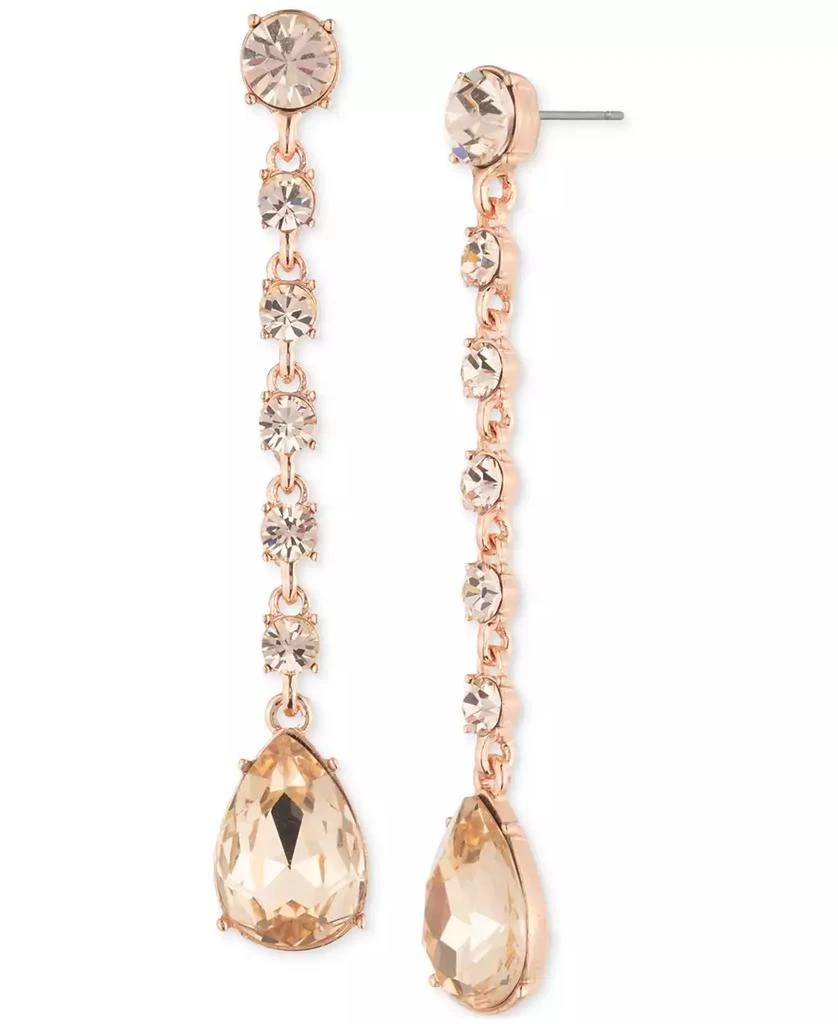 Givenchy Rose Gold-Tone Round & Pear-Shape Crystal Linear Drop Earrings 1
