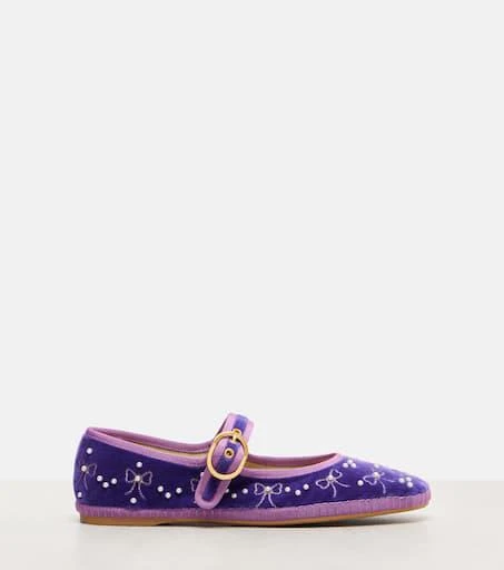 Valentino Endouce sequined velvet Mary Jane flats 4