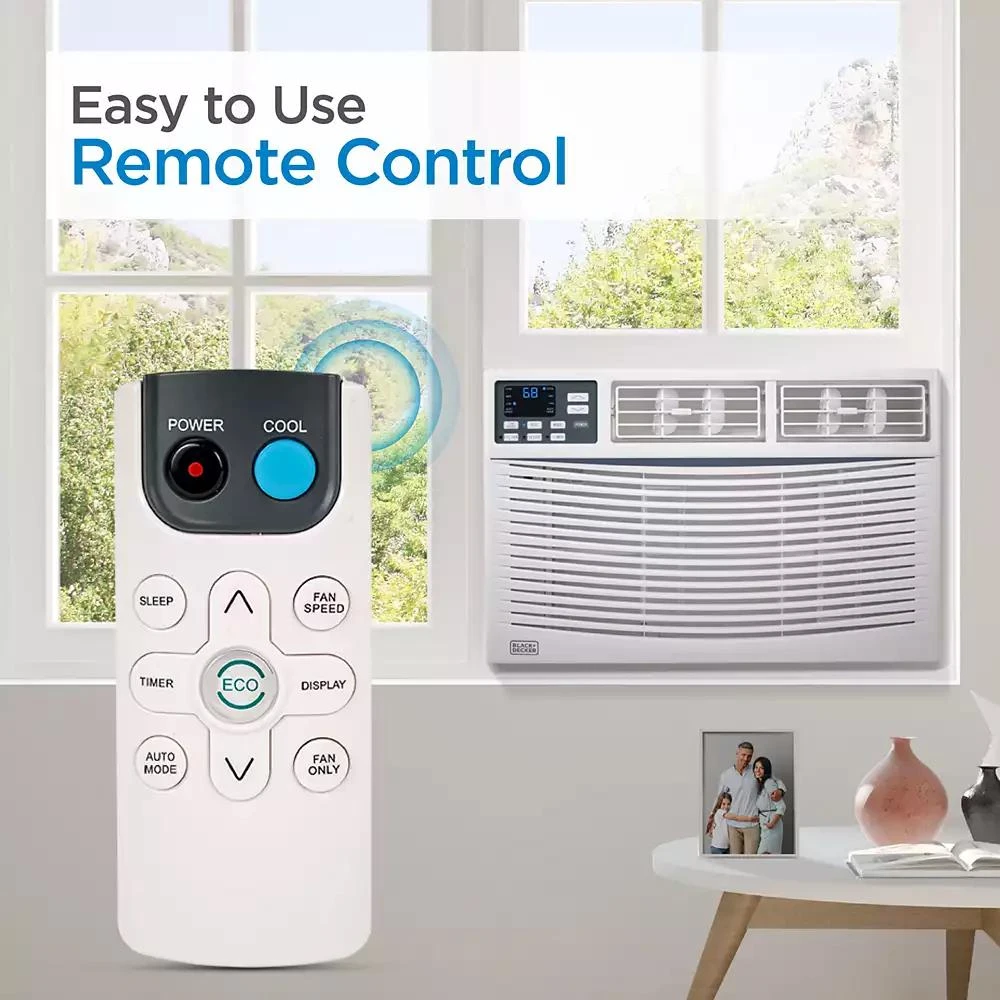 Black & Decker BLACK+DECKER Window Air Conditioner 8,000 BTU, AC Window Unit Cools Up to 350 Square Feet, Window AC Unit with Remote Control, 3 Cooling Speeds and Fan Only Function, BWAC08WTB, White 2