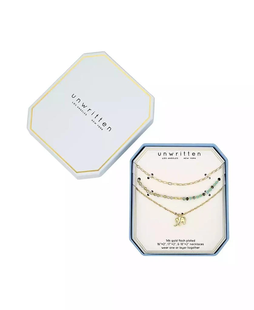 Unwritten White Quartz and Unakite Stone Elephant Paperclip Layered Necklace Sets 3