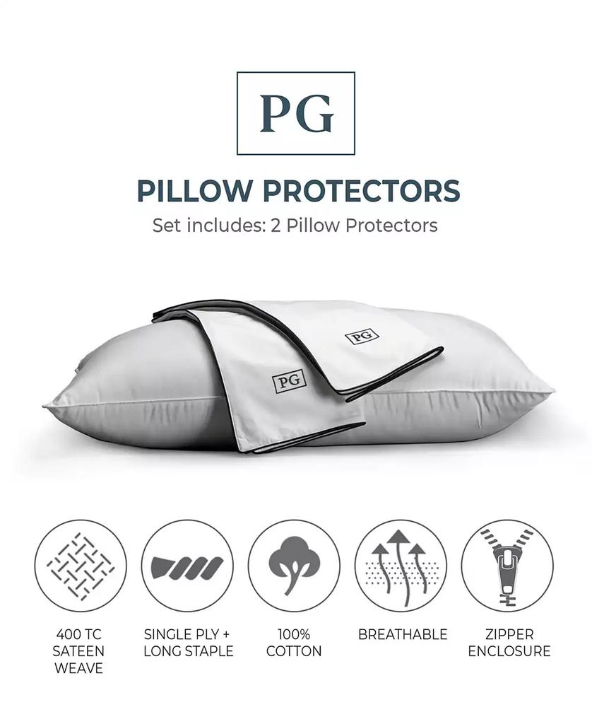 Pillow Guy 100% Cotton Sateen 2-Pack Pillow Protectors, King