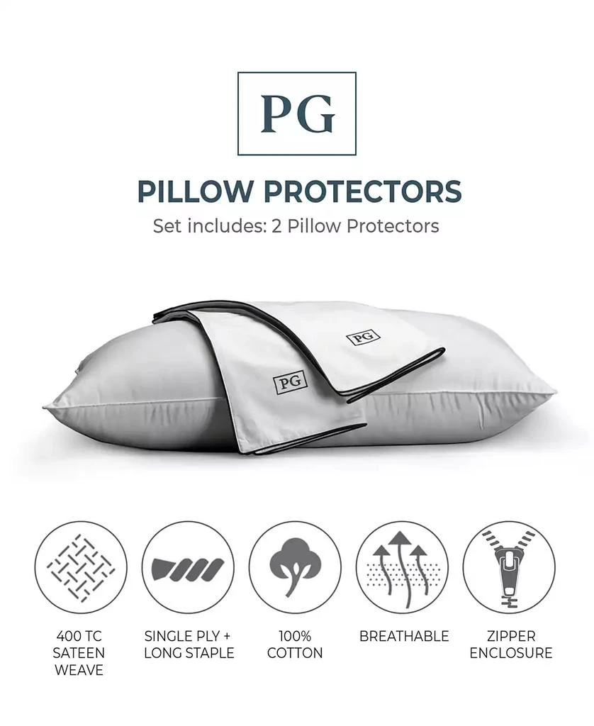 Pillow Guy 100% Cotton Sateen 2-Pack Pillow Protectors, Standard/Queen 2