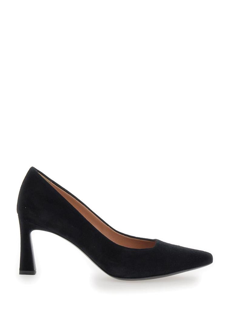 Pollini Black Pumps With Geometric Heel In Suede Woman