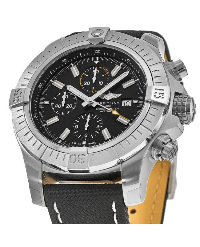 BREITLING Breitling Avenger Chronograph 45 Black Dial Leather Strap Men's Watch A13317101B1X1 3