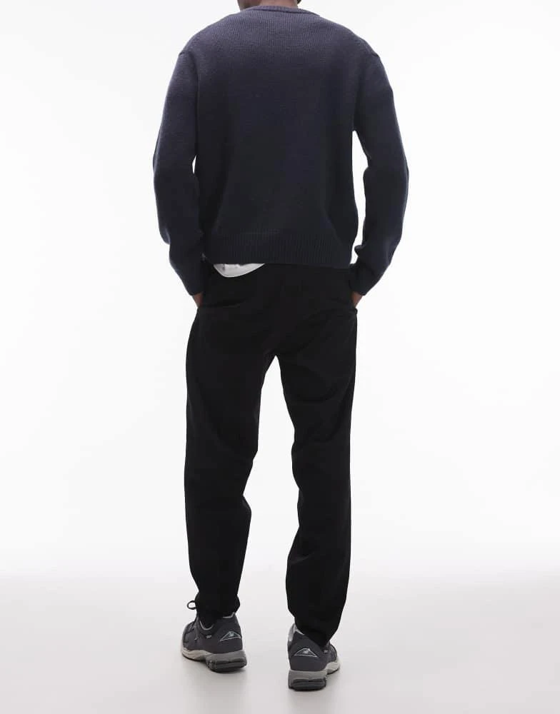 Topman Topman smart cotton wide leg trousers in black 3