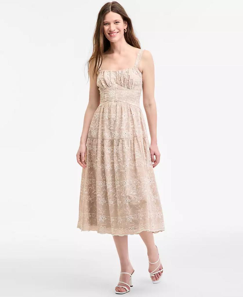 ROW A Women's Eyelet-Embroidered Tiered Midi Dress