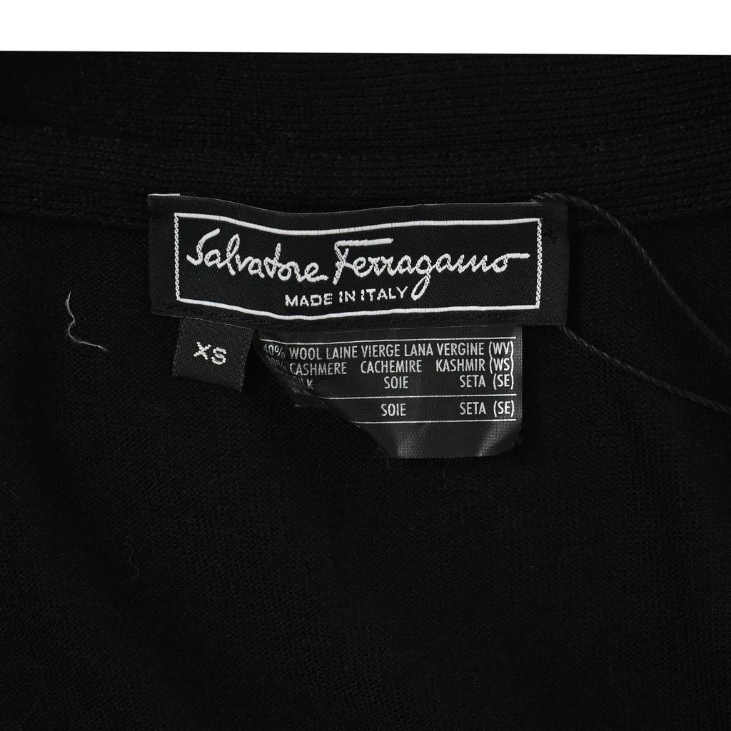 Salvatore Ferragamo Ferragamo V-neck Long Cardigan in Black Virgin Wool 4