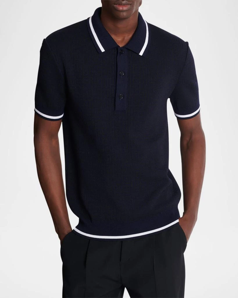 Balmain Men
s Monogram Knit Polo Shirt 4