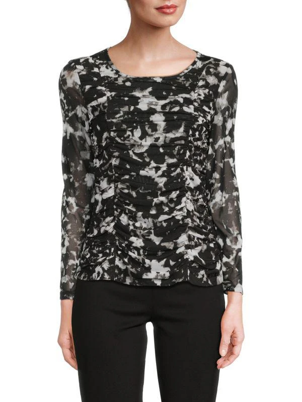 Badgley Mischka Print Ruched Top 1