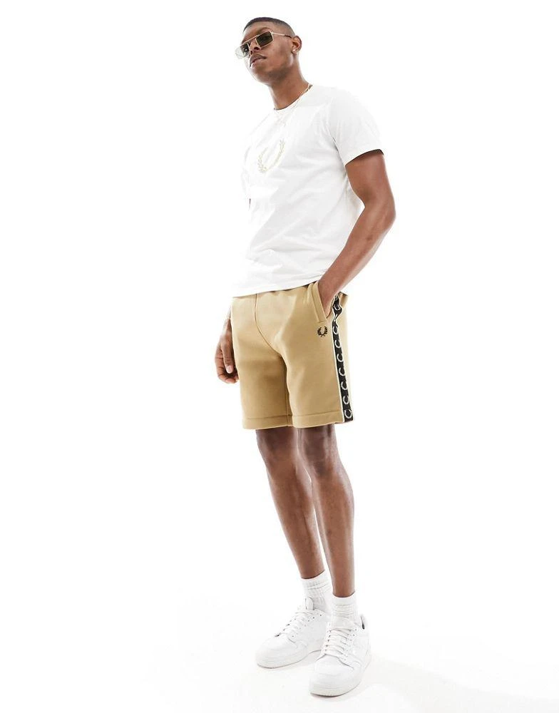 Fred Perry Fred Perry taped sweat short in beige 3