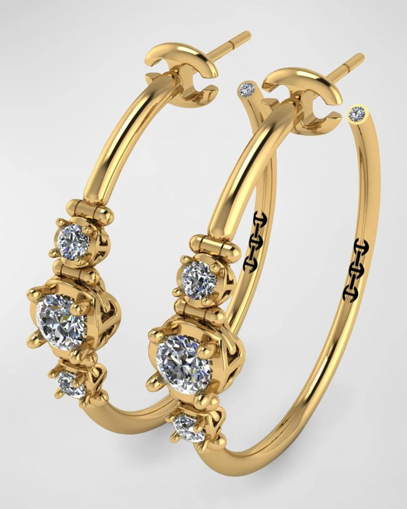 Hoorsenbuhs 18K Yellow Gold Hoop Earrings with Diamonds, 25mm 1