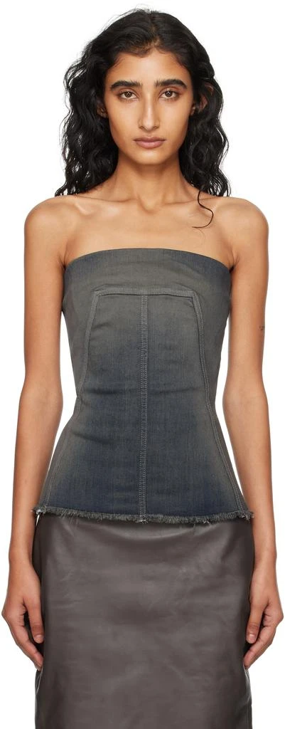 Rick Owens Gray Concordians Bustier Denim Top 1