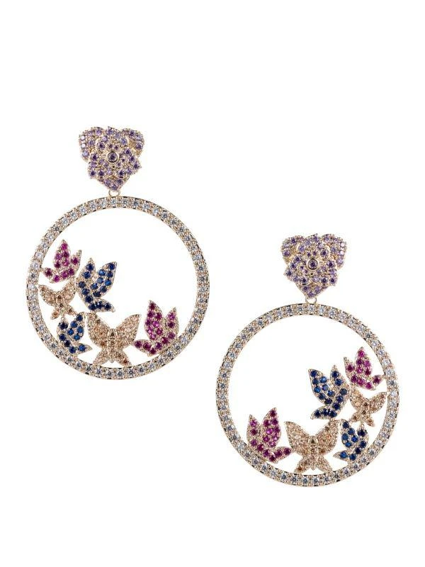 Eye Candy LA Luxe Collection 14K Gold-Plated Brass & Cubic Zirconia Butterfly Hoop Earrings 1